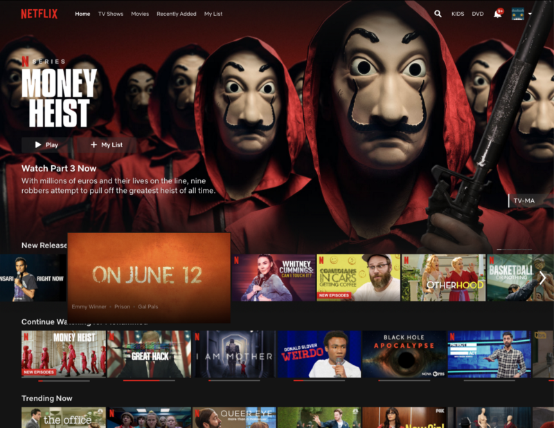 Netlfix’s Home screen