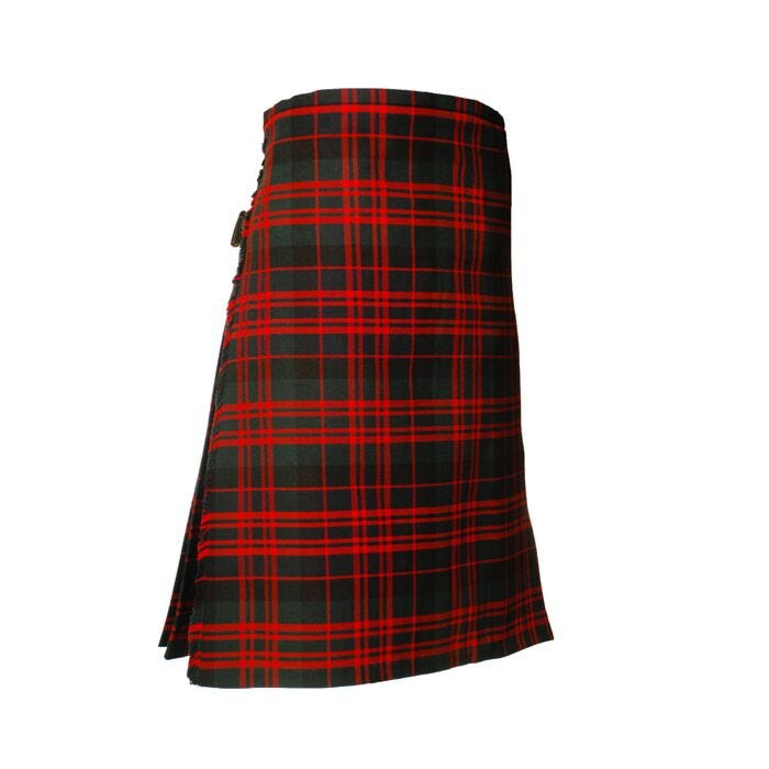 Wedding kilt: A wedding kilt is a knee-length skirt made of tartan, a plaid fabric that is specific to each Scottish clan. It is typically worn by men for weddings and other formal occasions. The kilt is held up by a belt and a ghillie brooch, and it is often accompanied by a sporran (a pouch that hangs from the belt), a sgian dubh (a small dagger), and a pair of highland shoes.