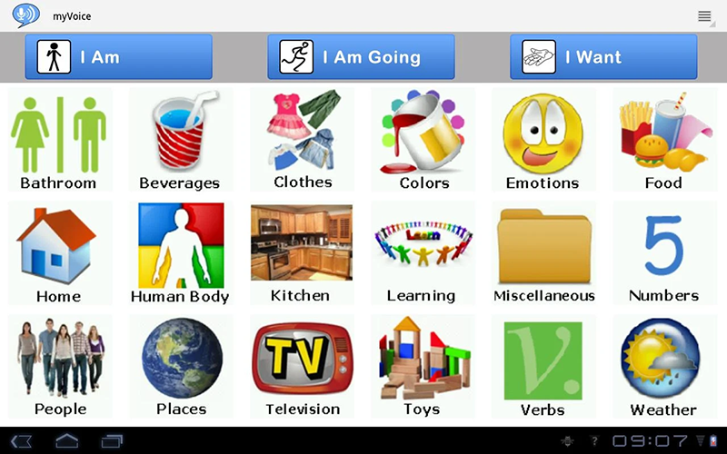 AAC Autism Communicator App for Android phones and tablets