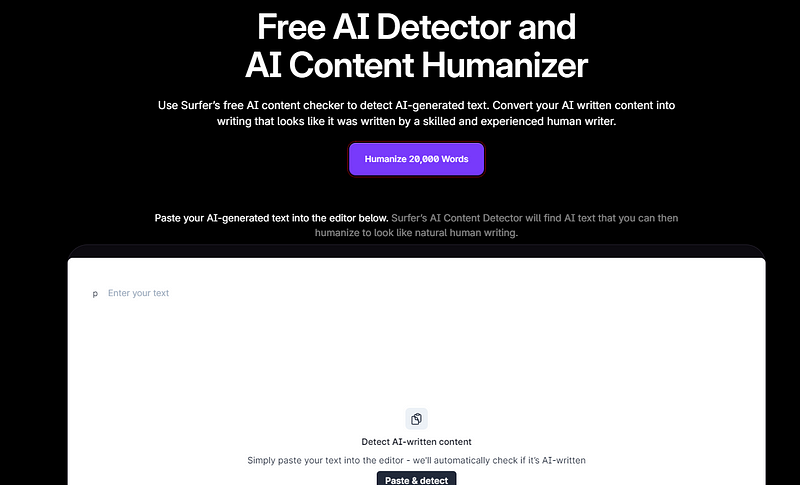 free ai detector by Surfer SEO