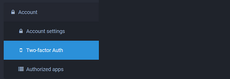 Example of 2FA tab in Preferences