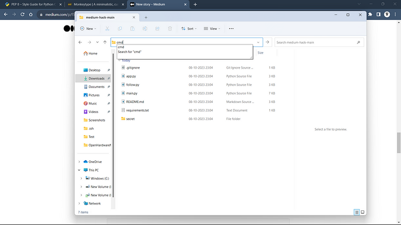 Terminal in Script Folder