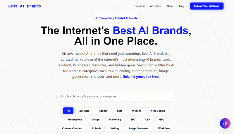 The Internet's Best AI Brands, All in One AI Tools Directory.