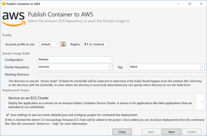 Publish Container to AWS”