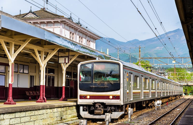 A train pulls into one of Nikko’s two stations