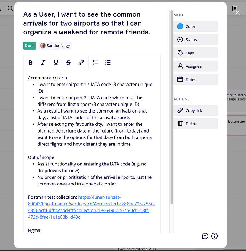 Solution to a user story