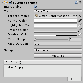 A button’s view in the Unity inspector.