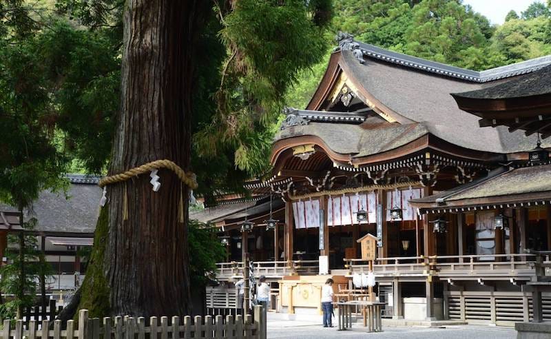 The main hall of Nara Prefecture’s ancient and sacred Omiwa Shrine
