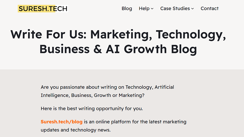 guest blogging page at suresh.tech