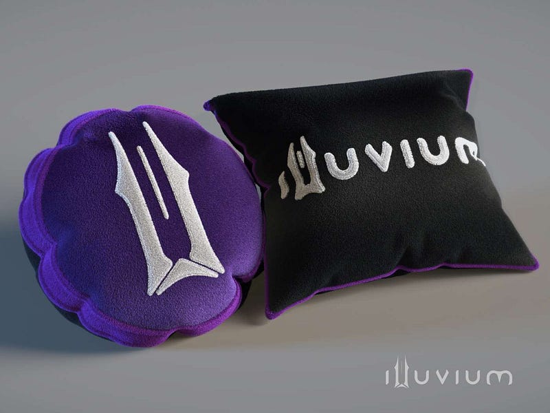 Illuvium logo pillows.