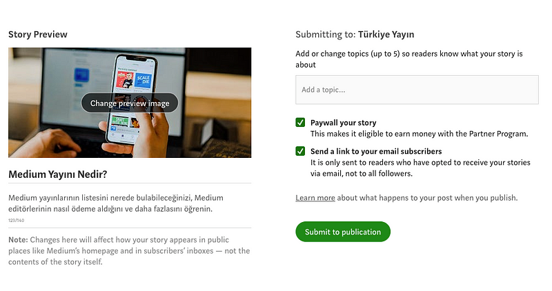 medium.com publication submit screen