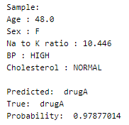 Random tests sample prediction