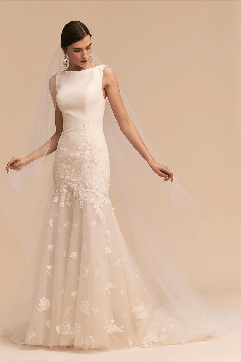 Trumpet Scoop Neck Wedding Dress