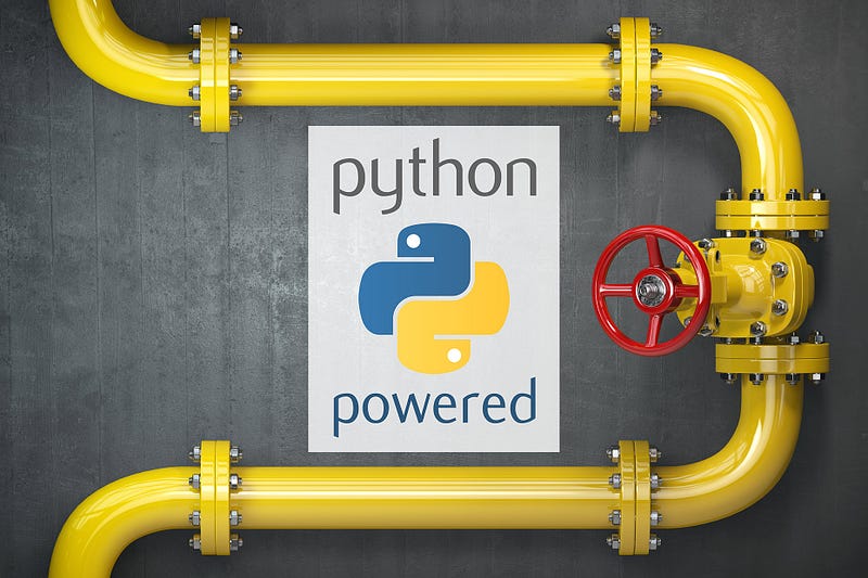 A gas pipeline with the Python Powered logo in the middle.