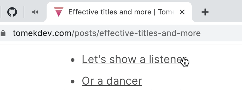 Animation showing a listener listening to a music in a title of a page