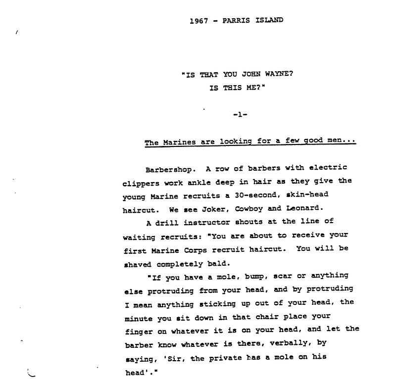 Page One: ‘Full Metal Jacket’ (1987)
