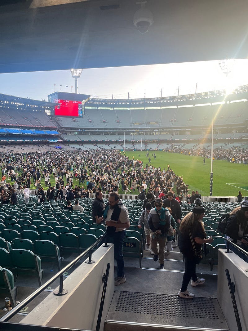 Sunset view of MCG pitch during Maccas Kick2Kick event