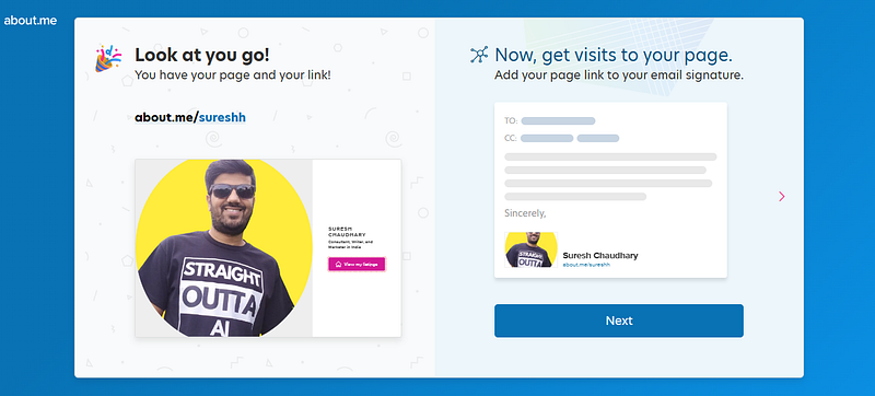 about me profile creation site