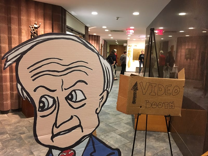 Rep. Rodney Frelinghuysen in cardboard form at a town hall in Livingston