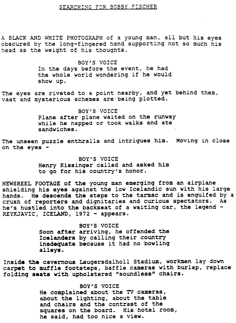 Page One: “Searching for Bobby Fischer” (1993)