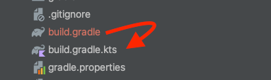 Screenshot showing build.gradle file renamed to build.gradle.kts