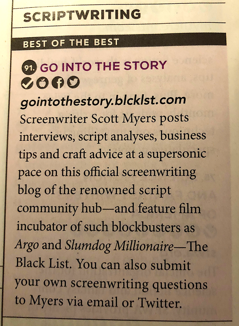Go Into The Story: “Best of the Best” Scriptwriting Website