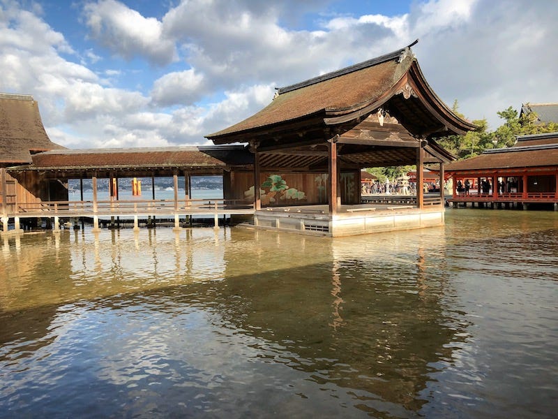 The noh hall of Itsukushima Shrine on Hiroshima Prefecture’s island of Miyajima