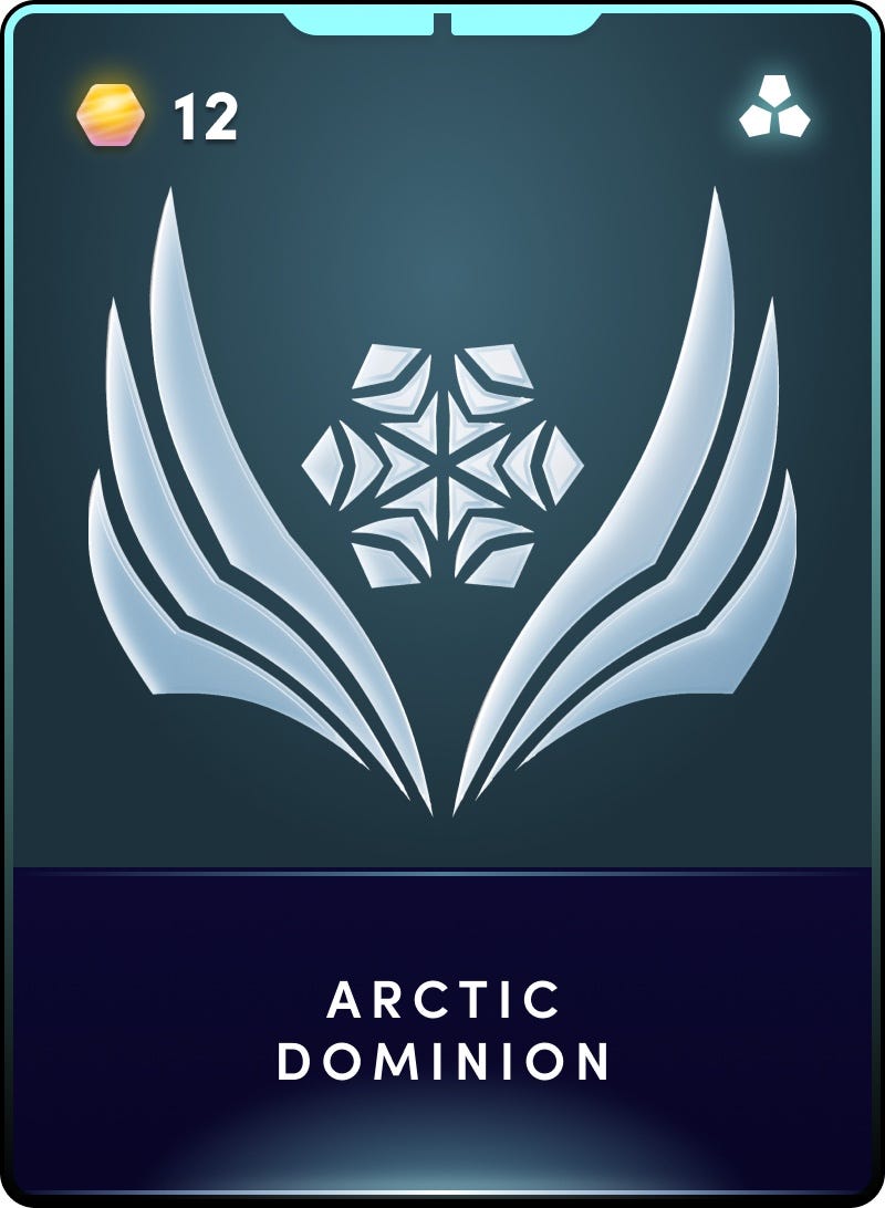 An augment card named Artic Dominion from the blockchain game Illuvium.