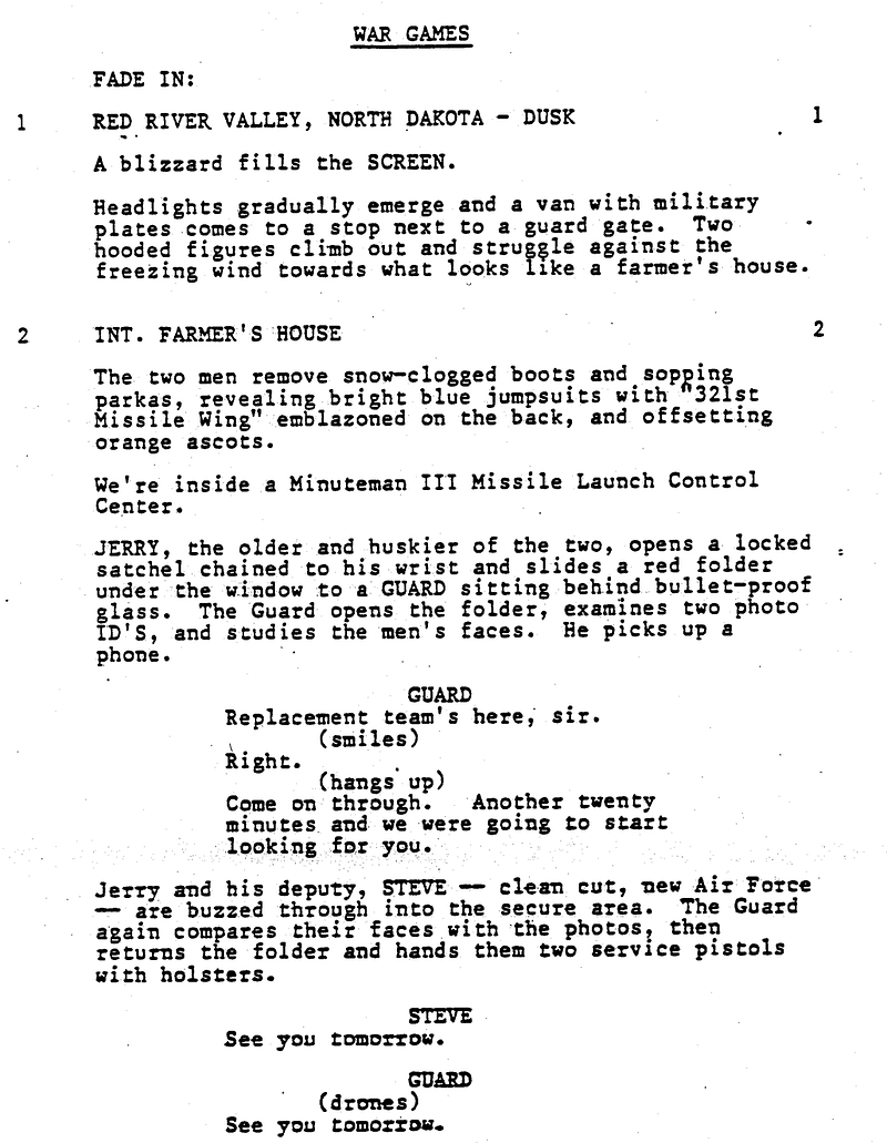 Page One: ‘War Games’ (1983)