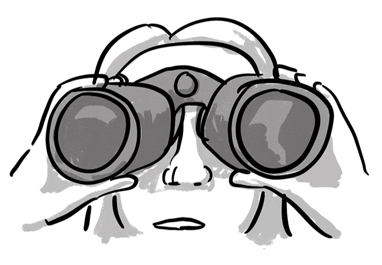 A person looking through binoculars