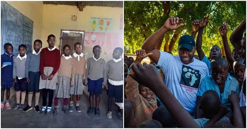 8 pupils in need of school uniform Narok County and happy Mikingirini school boys after a sports activity Kilifi County