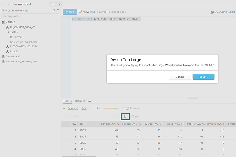 Exporting Snowflake Query Results