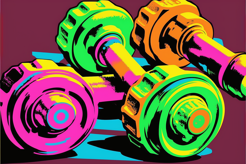 Pop art image of exercise weights