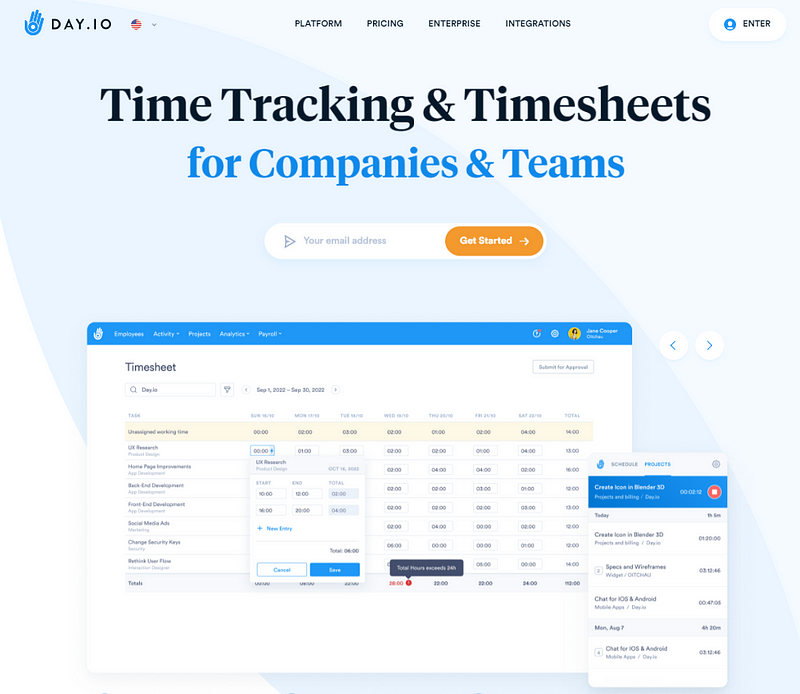 Day.io time tracking and timesheets - Attorney Timesheets