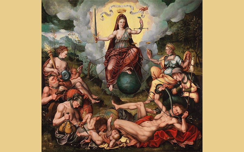 Antoon Claeissins’ painting of the Seven Capital Sins