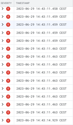 Errors in Google Cloud Platform console.