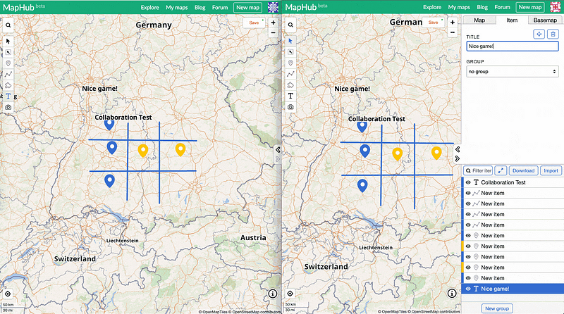 Real-time collaborative maps on MapHub