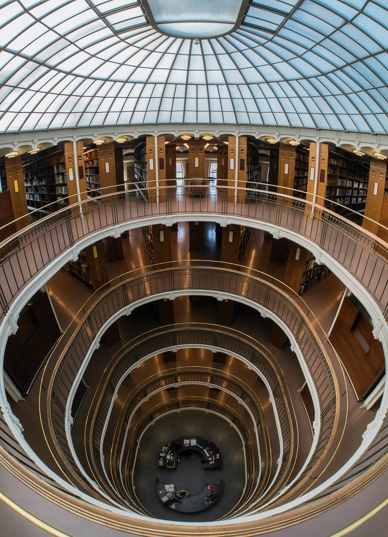 Helsinki, Finland, library ceiling.