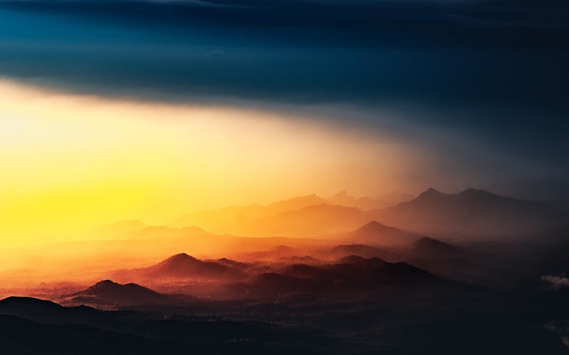 Image of mountain range at sunset