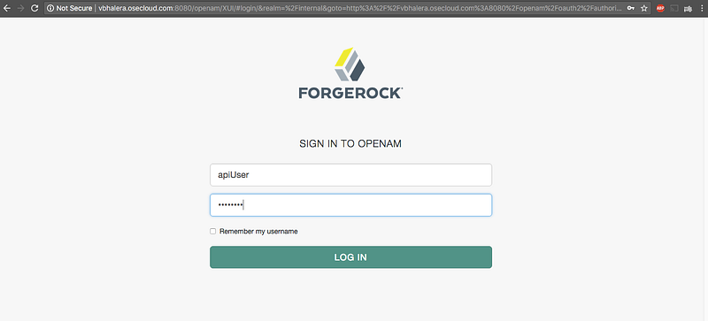A login page is shown from Forgerock