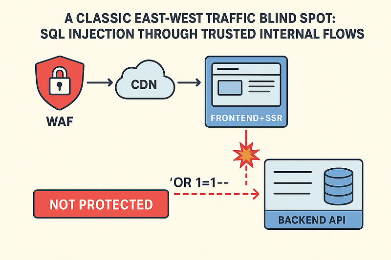 A classic east-west traffic blind spot: SQL Injection Through Trusted Internal Flows