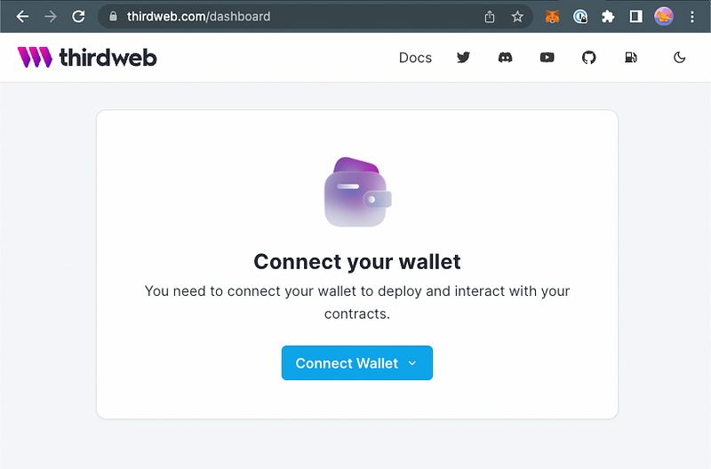 Connect your wallet to thirdweb