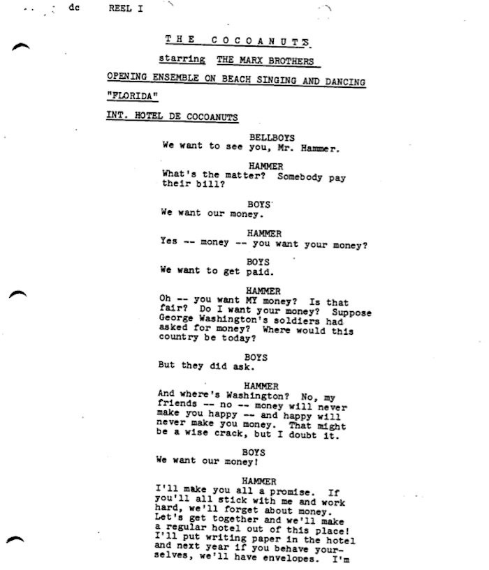 Page One: “The Cocoanuts” (1929)