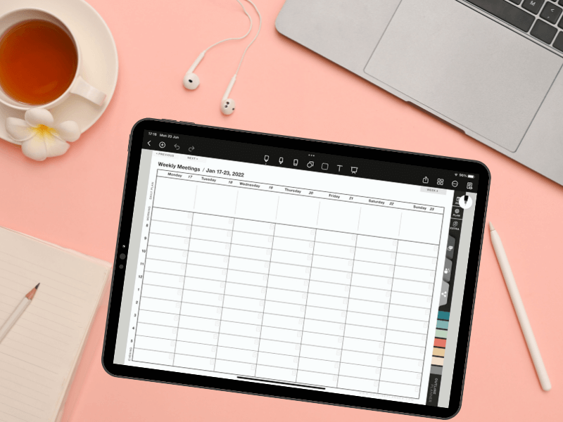 People book goodnotes template inside the iPad with Apple Pencil