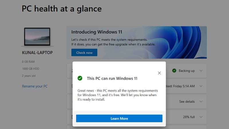 check if your PC is compatible with Windows 11