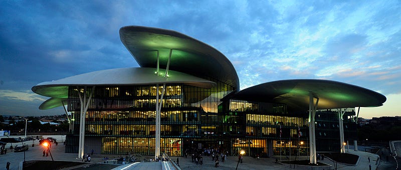 The hall of Justice, all covered with glasses-as the symbol of Transparency