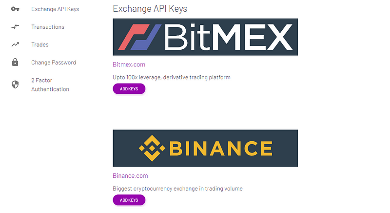Trade on Bitmex and Binance using API keys