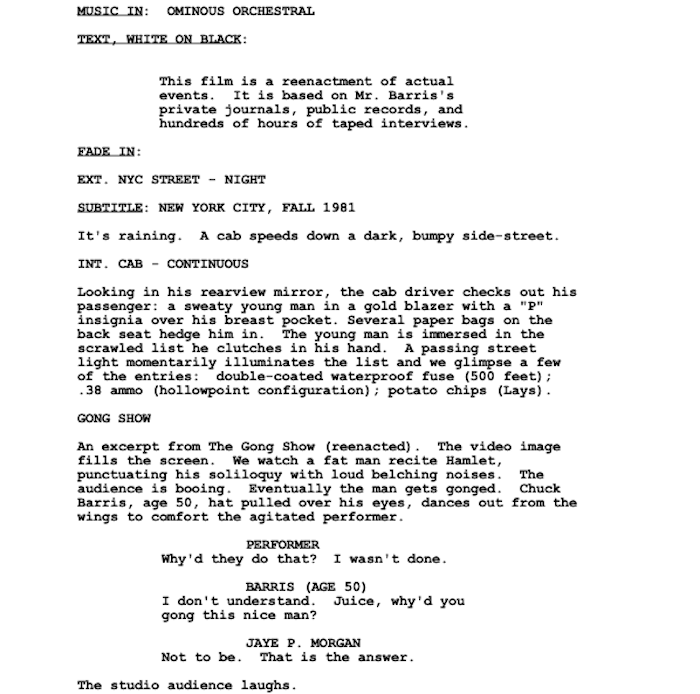 Page One: “Confessions of a Dangerous Mind” (2002)