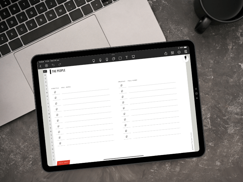 People book goodnotes template inside the iPad Pro