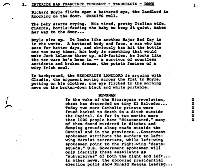 Page One: “Salvador” (1986)